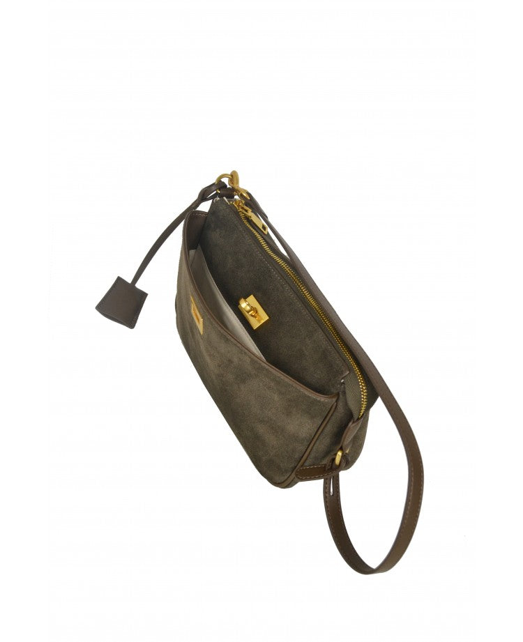 Twist Suede Shoulder Bag