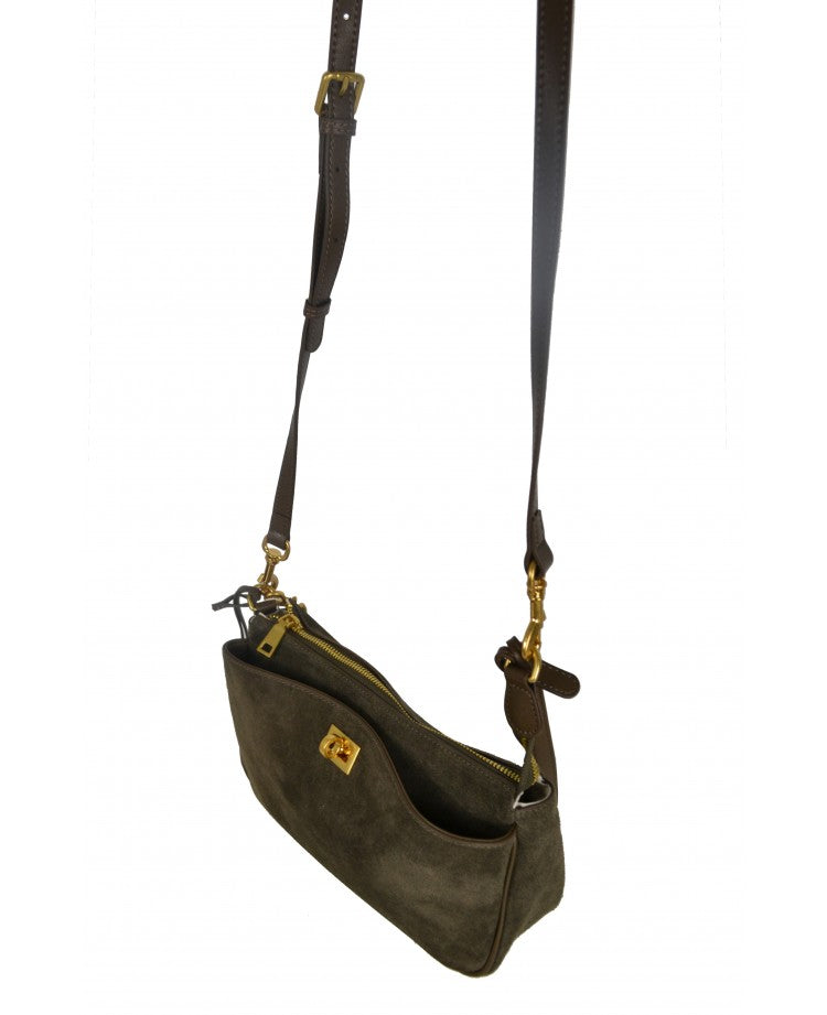 Twist Suede Shoulder Bag