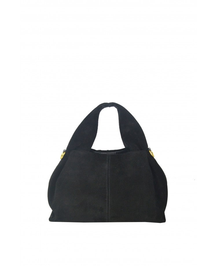 Suede Leather Top Handle Bag with Removable Strap