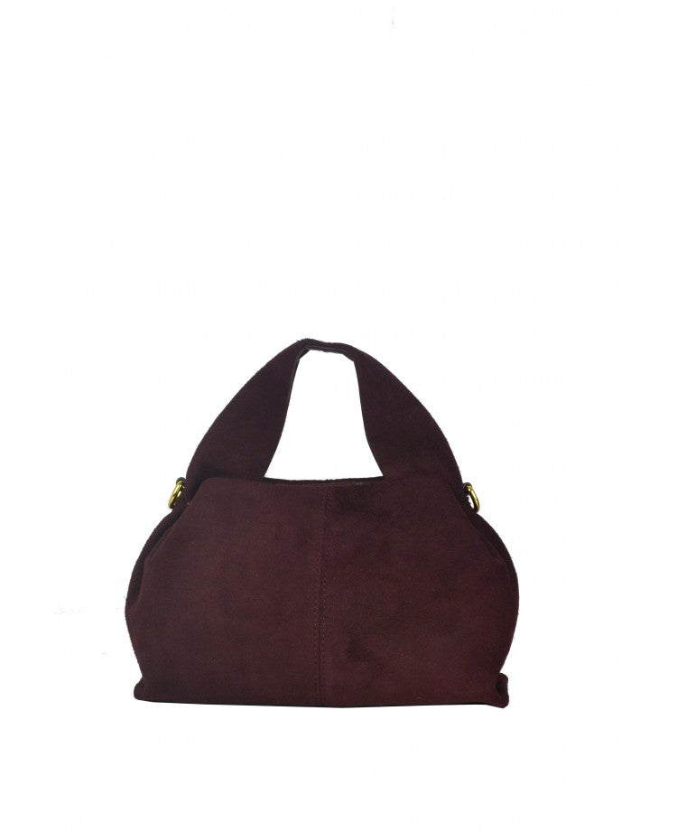 Suede Leather Top Handle Bag with Removable Strap