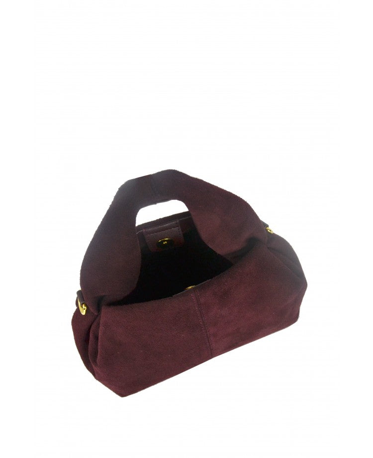 Suede Leather Top Handle Bag with Removable Strap