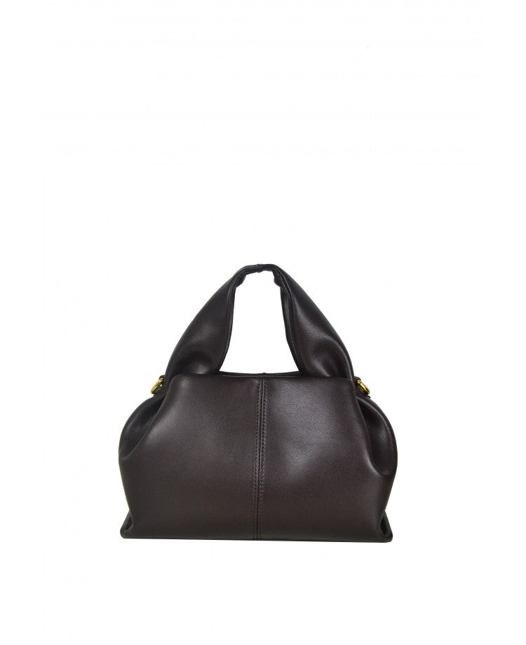 “La Bombolino” Leather Top Handle Bag with Removable Strap