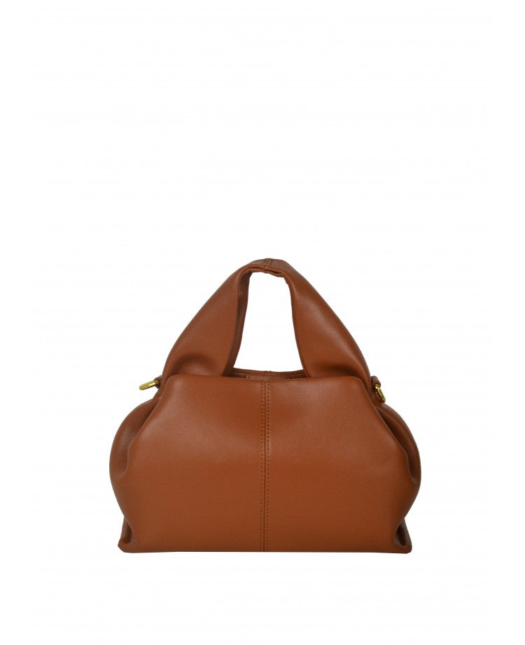 “La Bombolino” Leather Top Handle Bag with Removable Strap