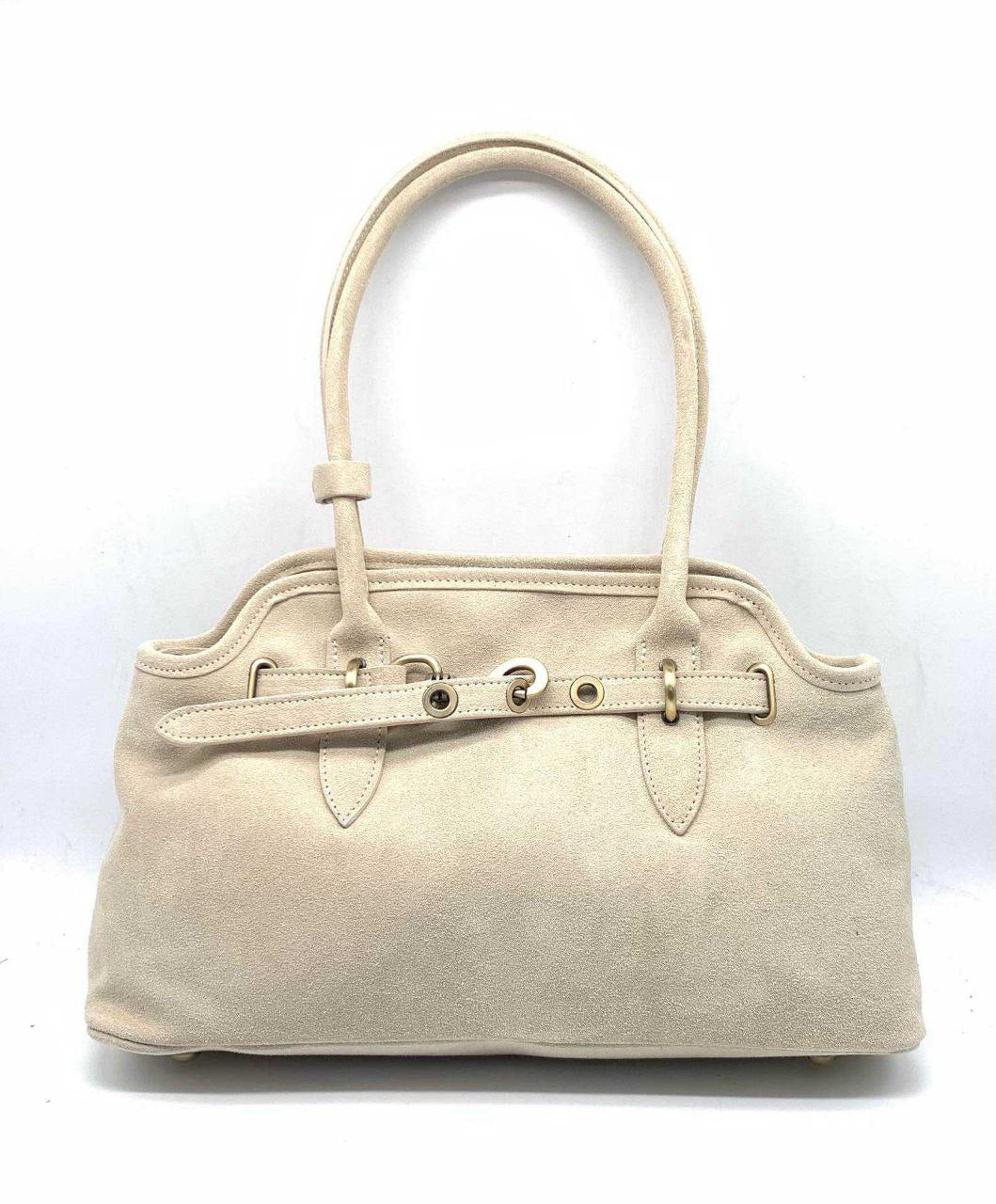 Elegant Suede Handbag with Refined Details