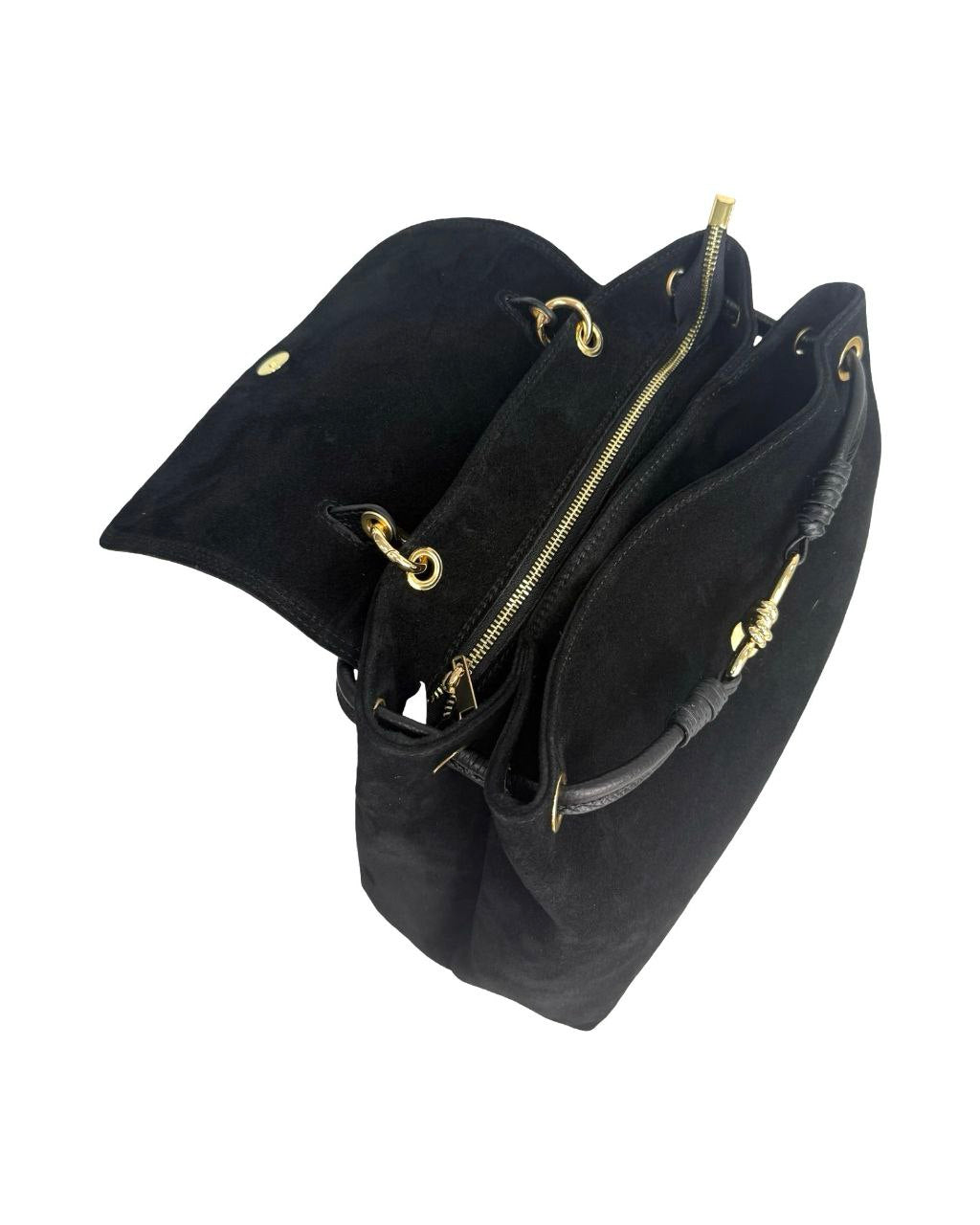 Italian Suede & Leather Satchel Bag