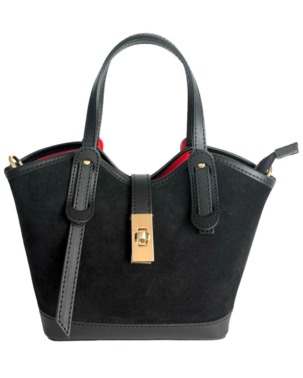 Suede & Leather Mini Satchel — Made in Italy