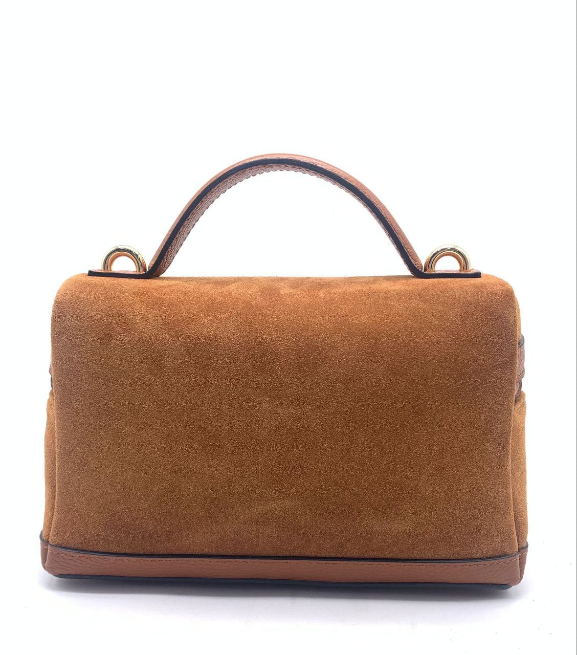 Suede Vanity Bag with Top Handle