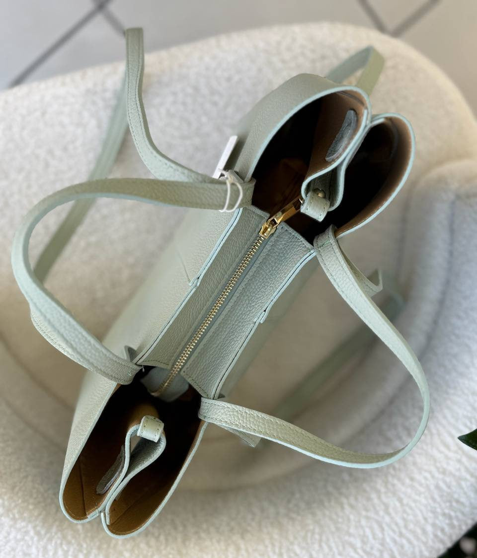 Leather Tote Bag with Removable Pouch