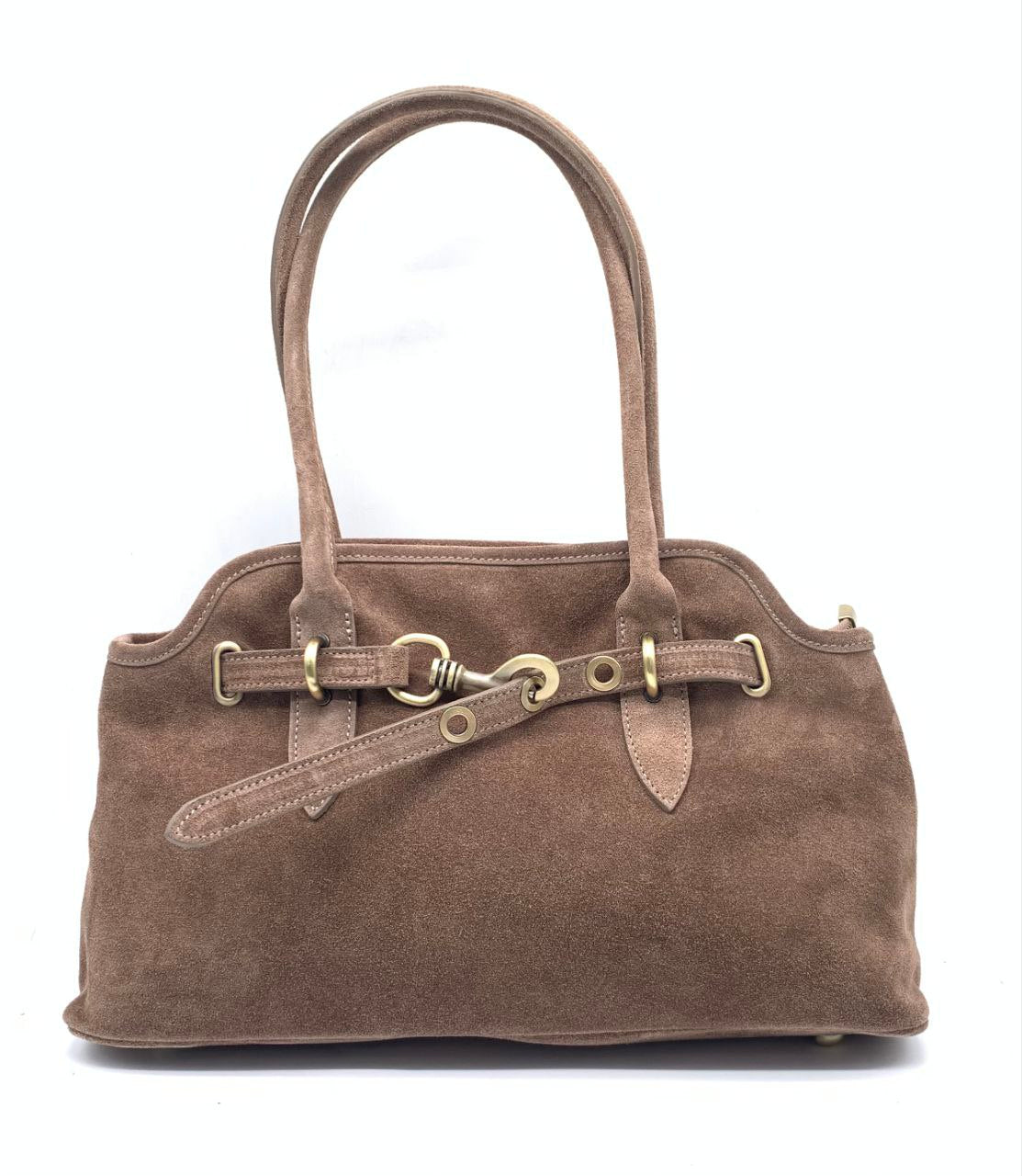 Elegant Suede Handbag with Refined Details