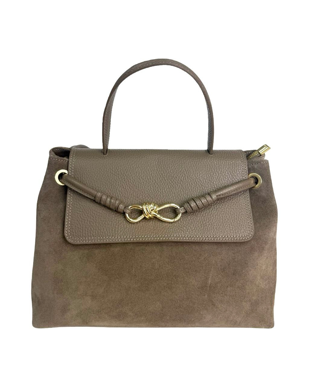 Italian Suede & Leather Satchel Bag