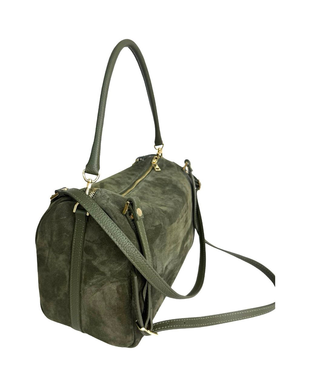 Suede Top-Zip Satchel — Made in Italy