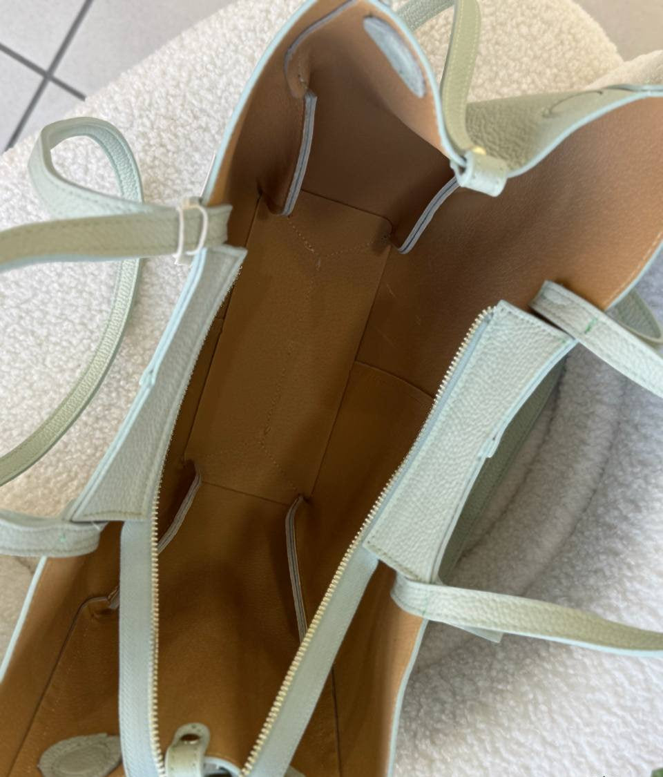 Leather Tote Bag with Removable Pouch