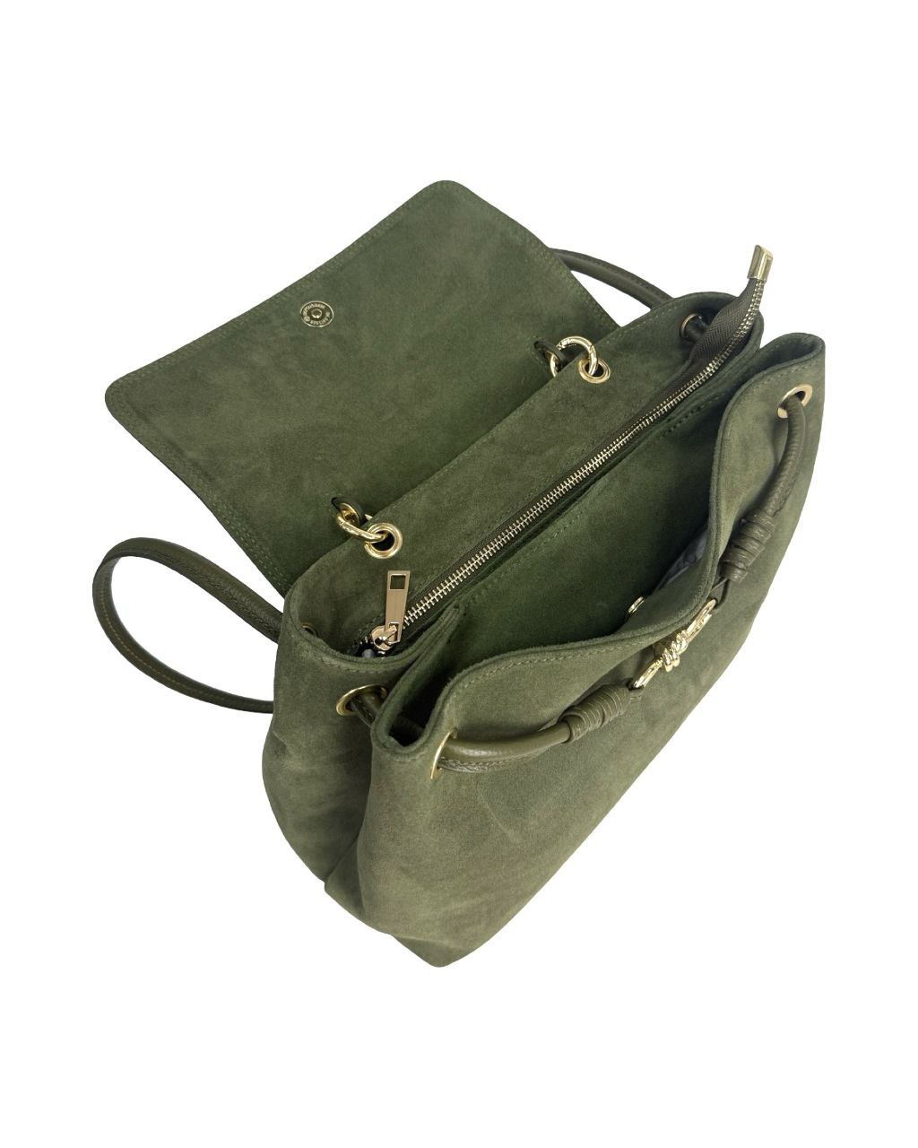 Italian Suede & Leather Satchel Bag