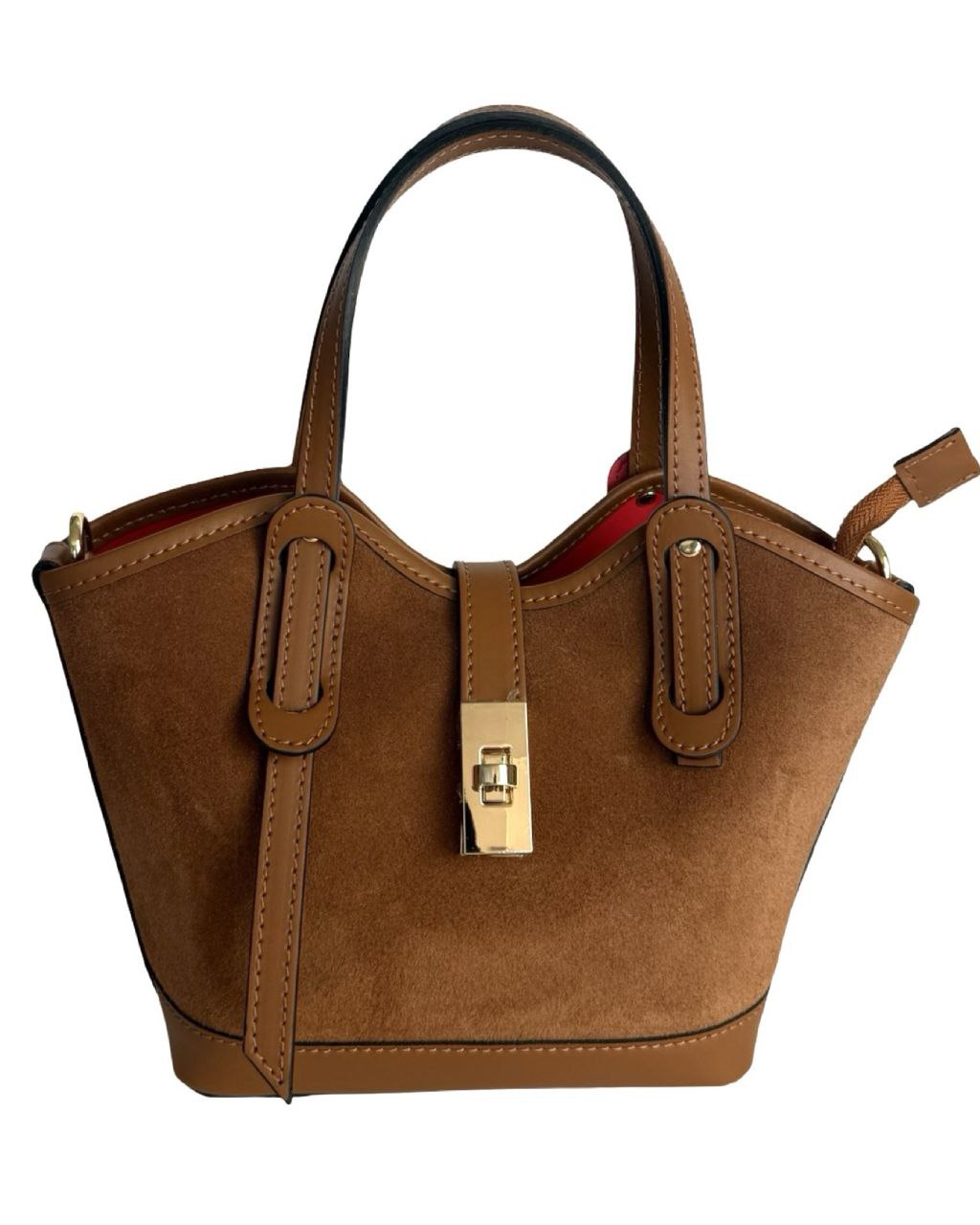 Suede & Leather Mini Satchel — Made in Italy