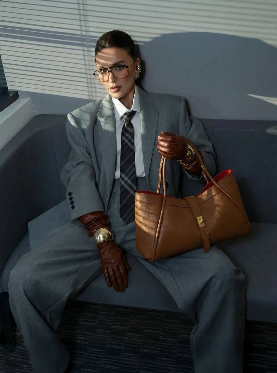 Italian Leather Structured Tote Bag