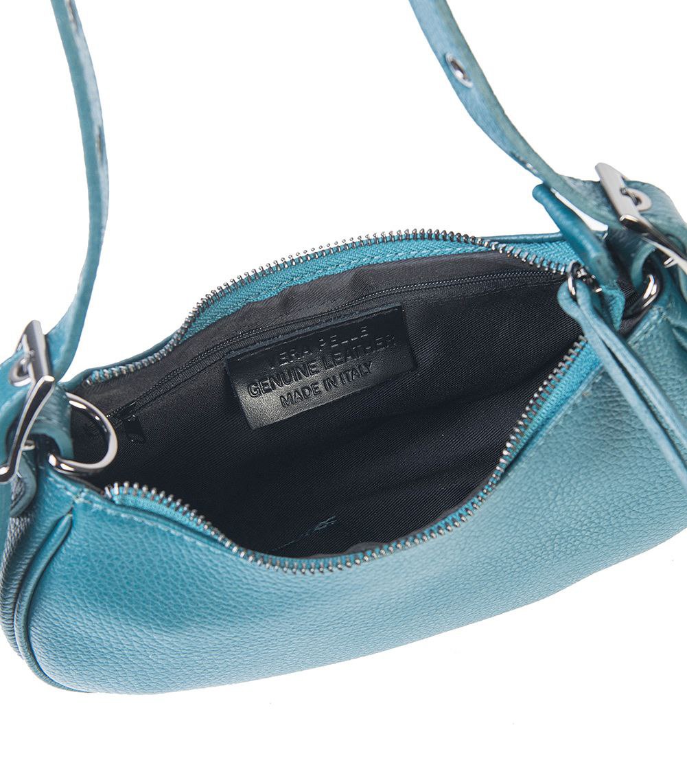 Mini Italian Leather Shoulder Bag with Eyelet Strap by Modex™