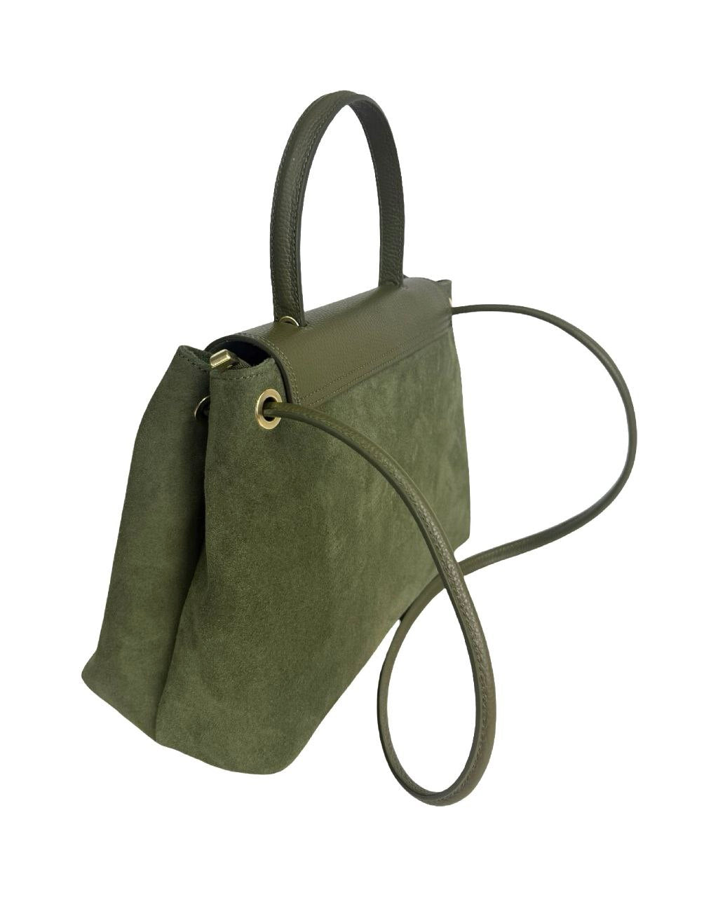 Italian Suede & Leather Satchel Bag