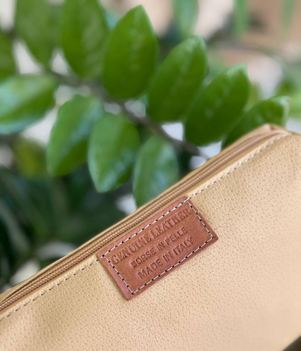 Leather Tote Bag with Removable Pouch