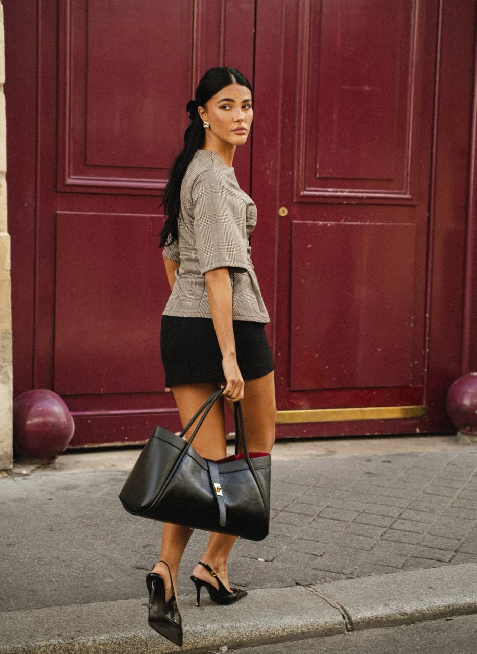 Italian Leather Structured Tote Bag