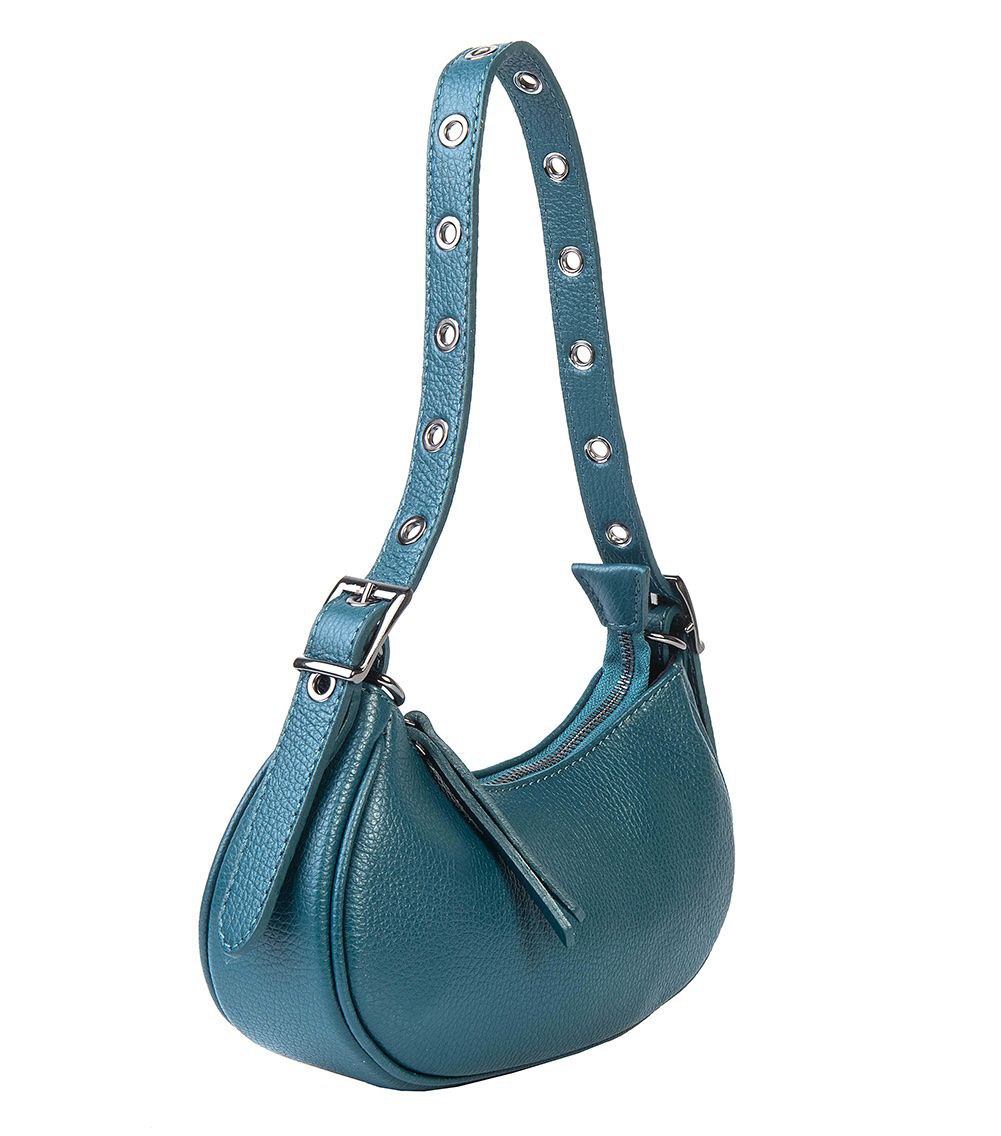 Mini Italian Leather Shoulder Bag with Eyelet Strap by Modex™