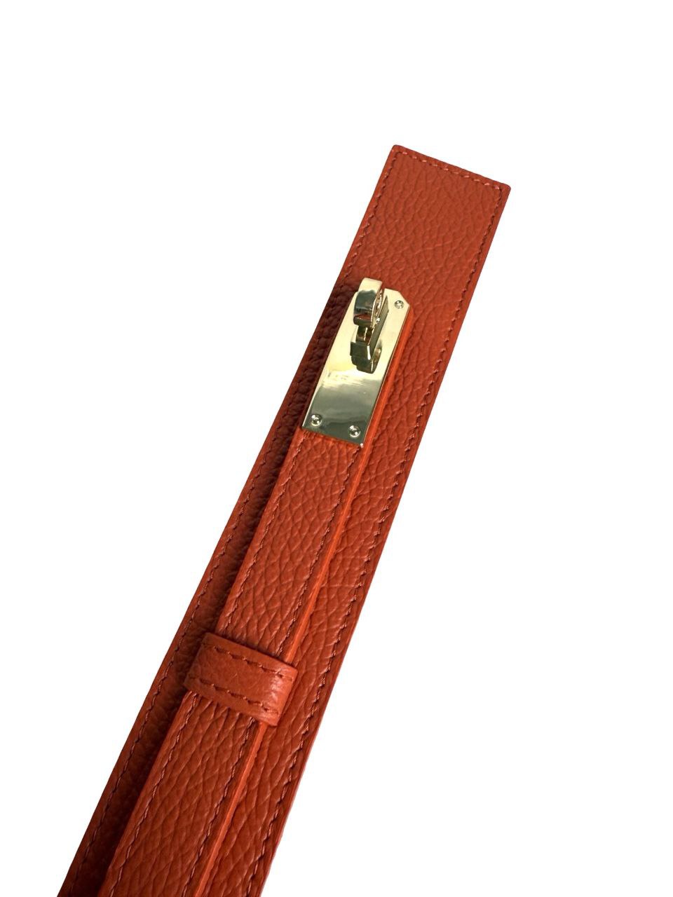 Adjustable Italian Leather Belt with Gold Buckle by Modex™
