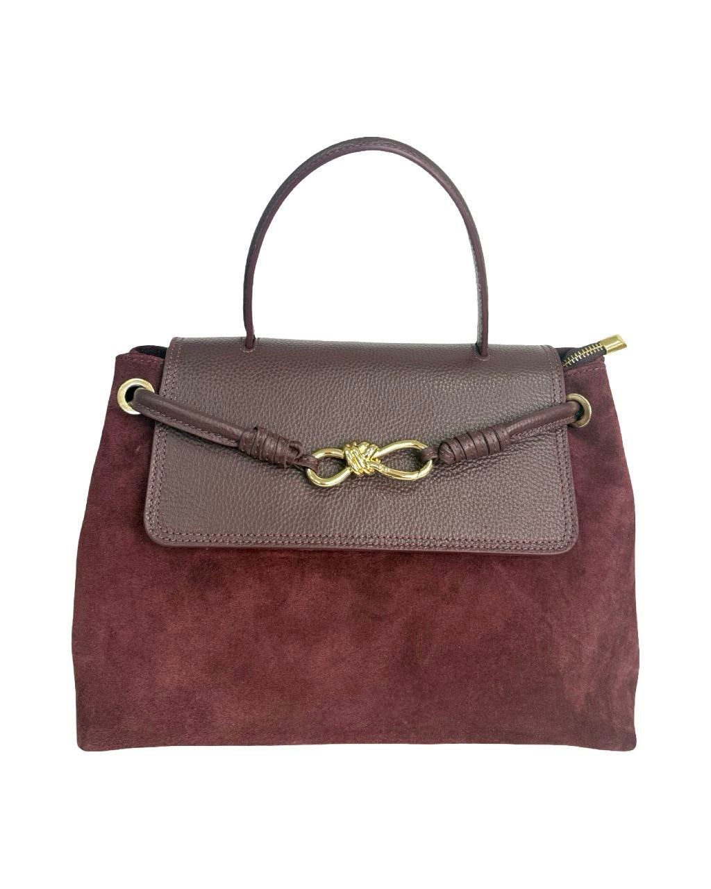 Italian Suede & Leather Satchel Bag
