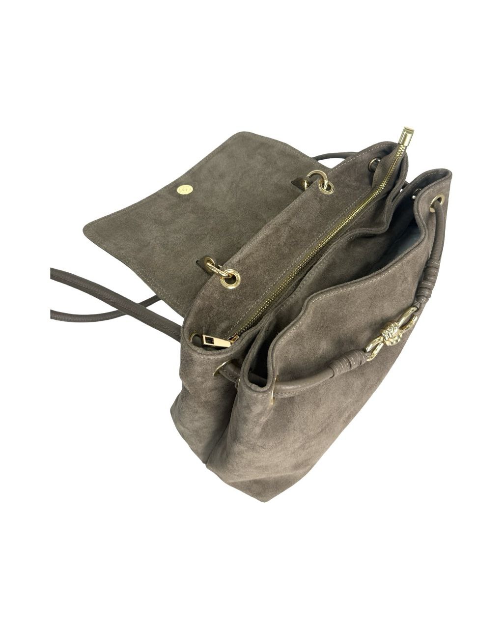 Italian Suede & Leather Satchel Bag