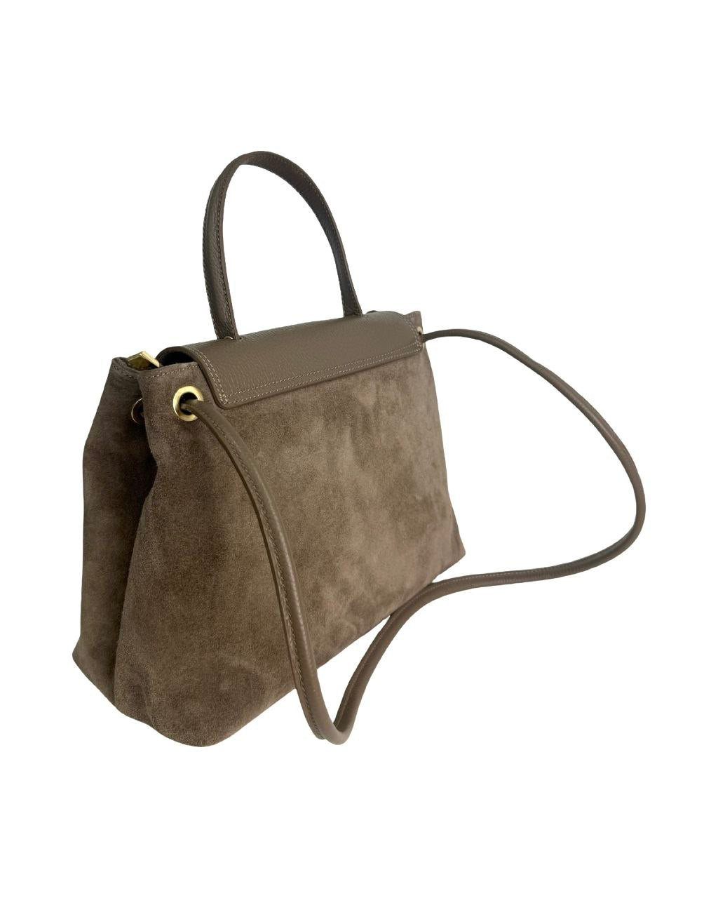 Italian Suede & Leather Satchel Bag