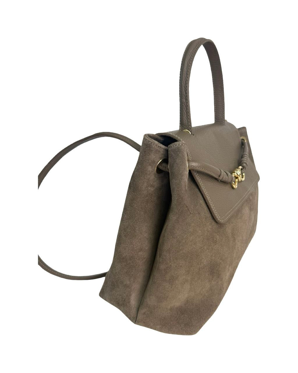 Italian Suede & Leather Satchel Bag