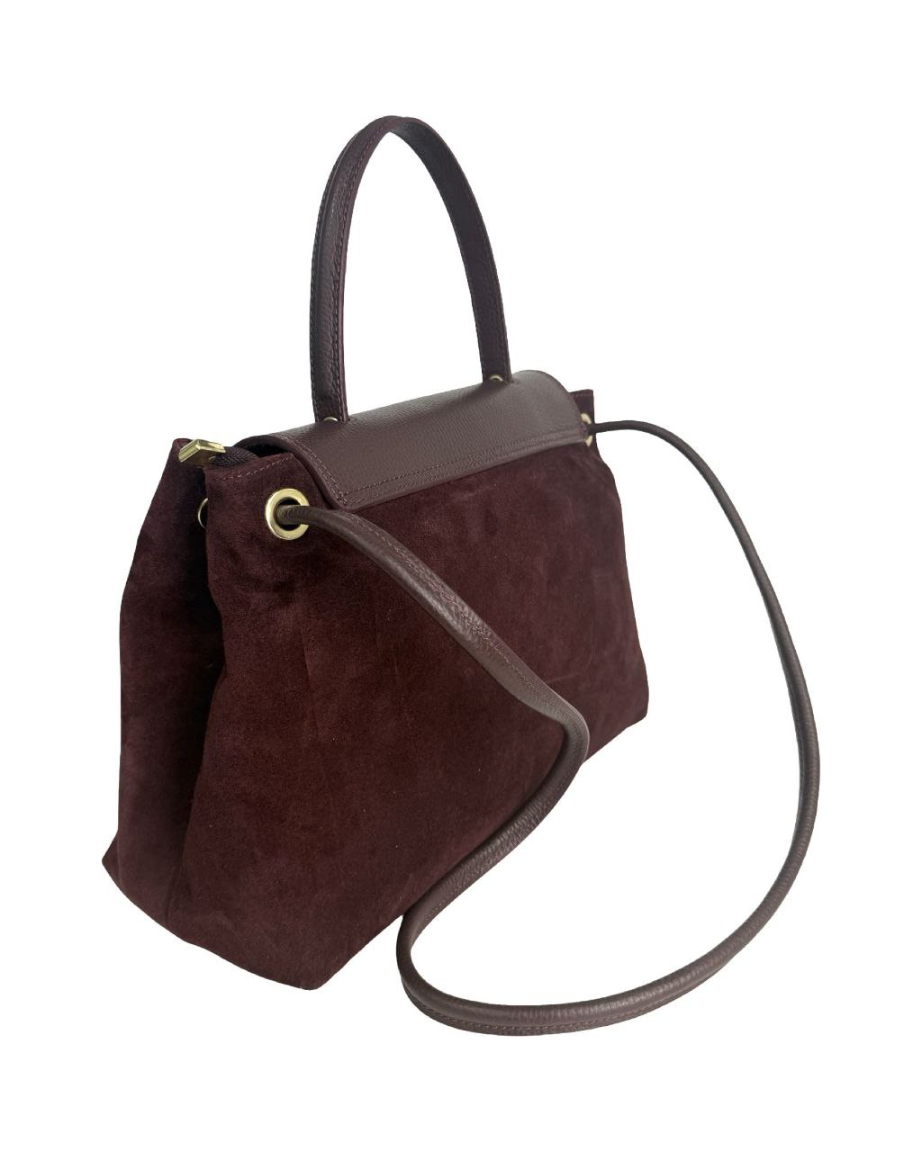 Italian Suede & Leather Satchel Bag