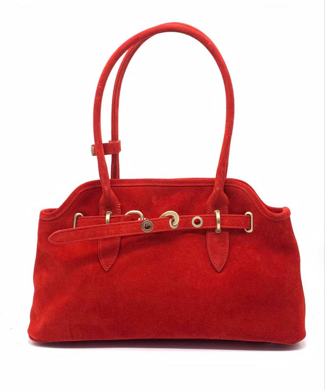 Elegant Suede Handbag with Refined Details