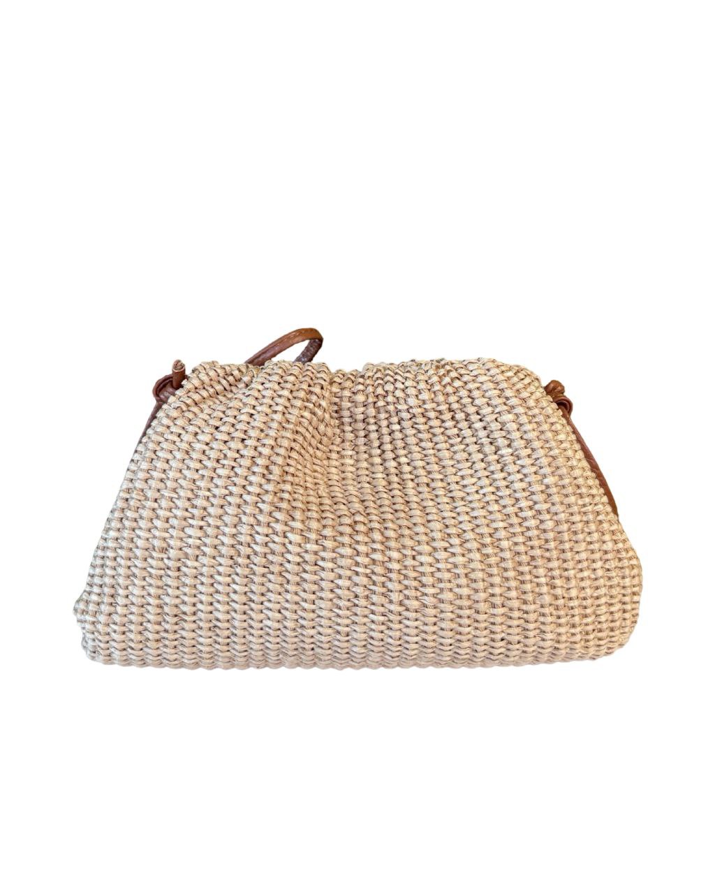 Compact Leather & Raffia Bag – Handmade in Italy, Premium Craftsmanship