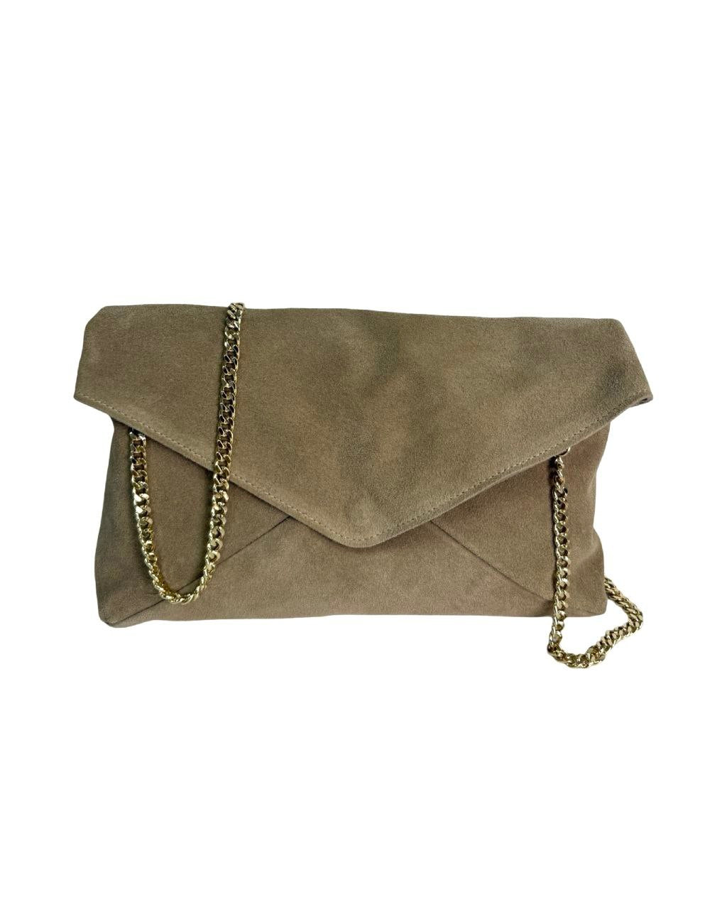 Italian Leather Envelope Bag with Chain Strap by Modex™