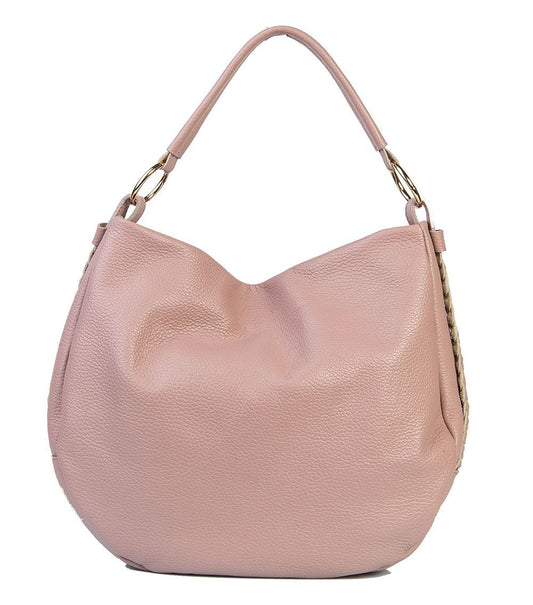 Italian Leather Hobo Bag with Braided Side Details by Modex™