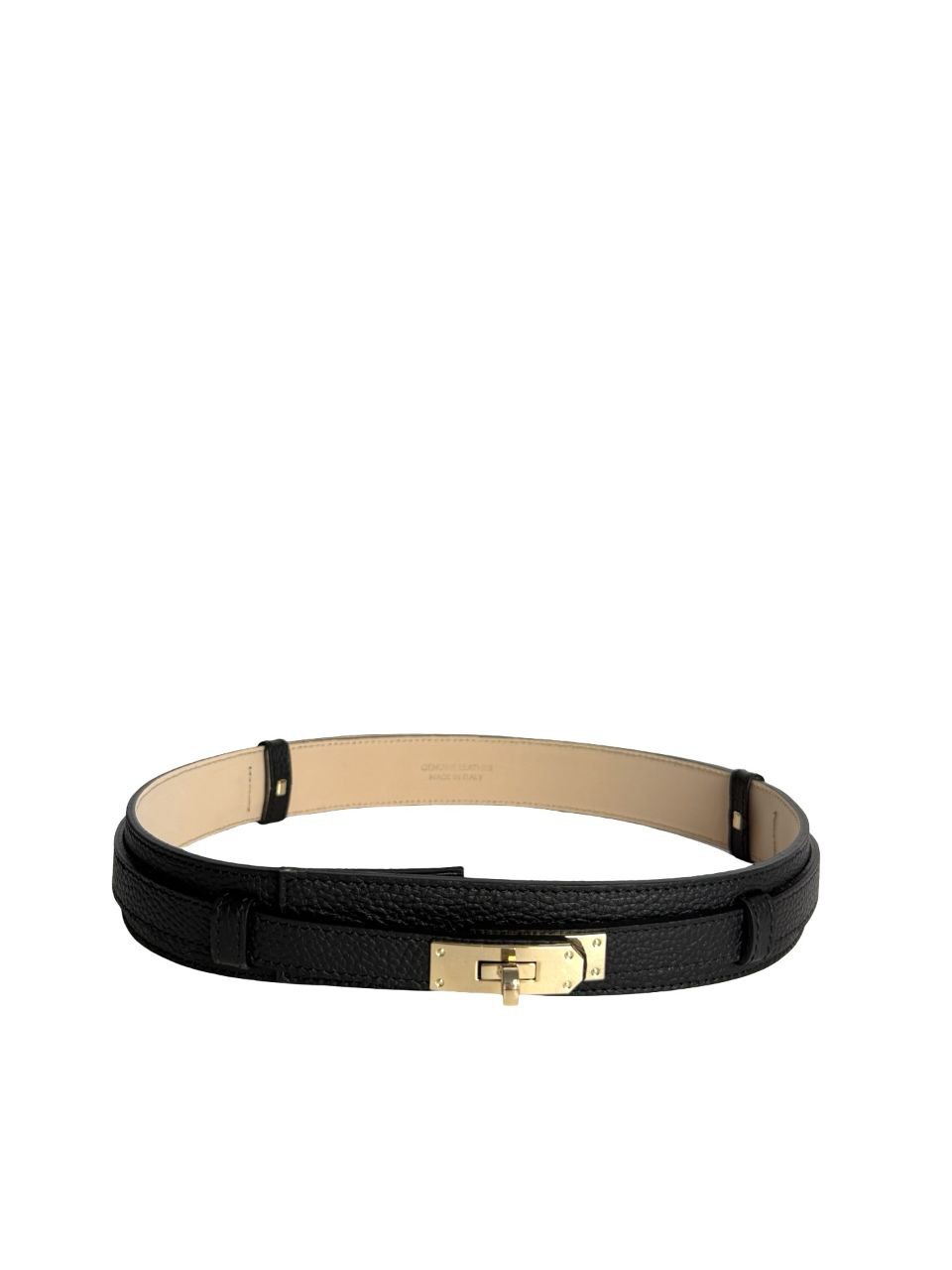 Adjustable Italian Leather Belt with Gold Buckle by Modex™