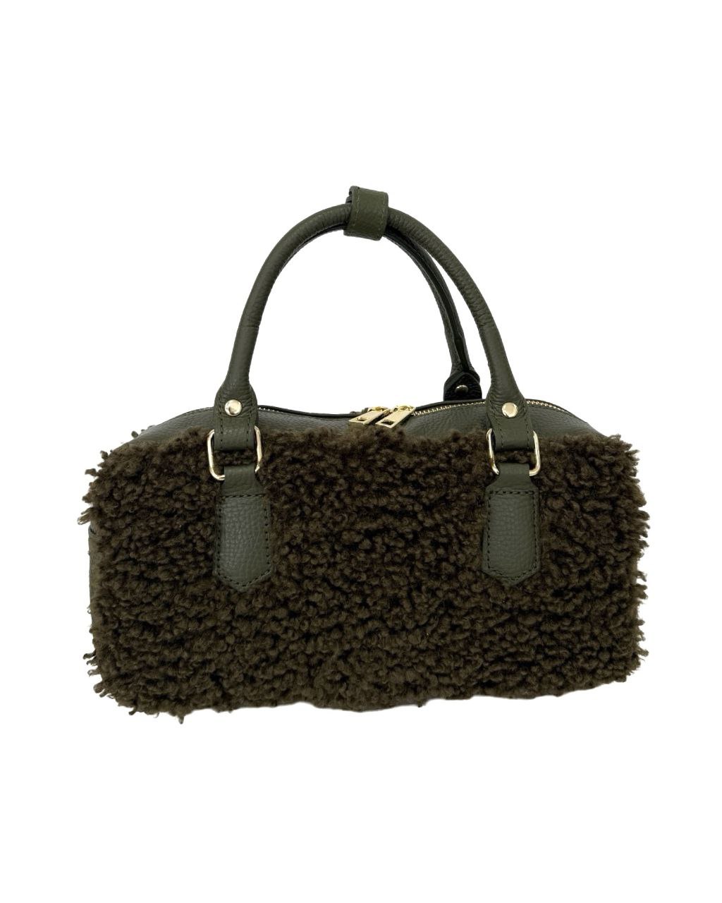 Italian Leather Teddy Top-Handle Bag — Cozy Luxury, Made in Italy