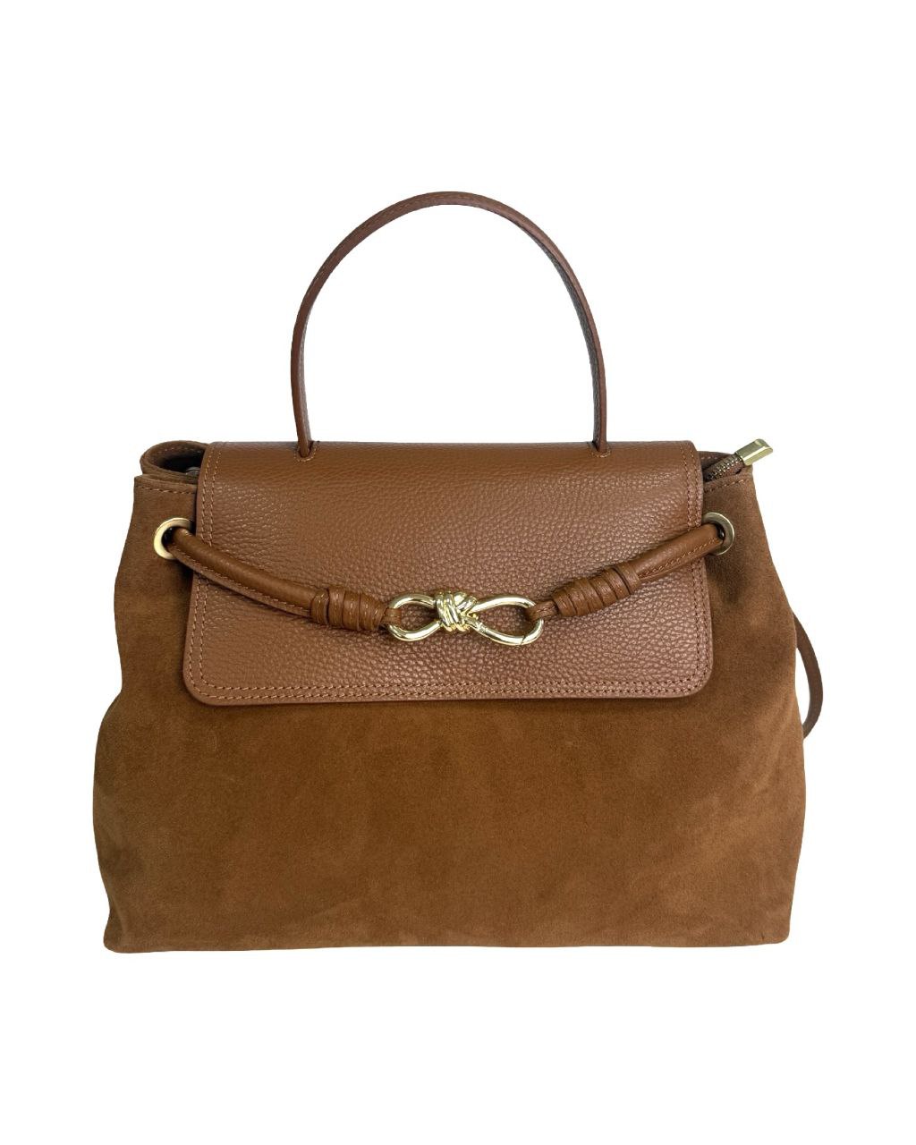 Italian Suede & Leather Satchel Bag