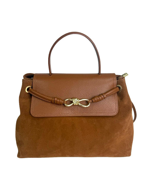Italian Suede & Leather Satchel Bag