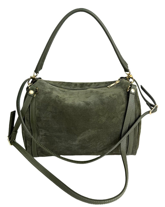 Suede Top-Zip Satchel — Made in Italy