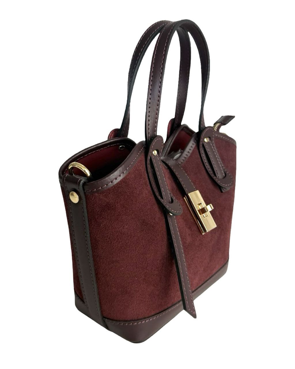 Suede & Leather Mini Satchel — Made in Italy