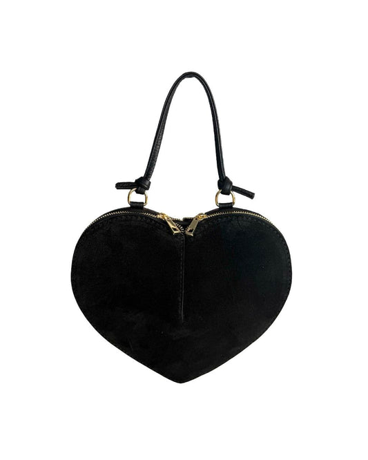 Heart-Shaped Suede Mini Bag