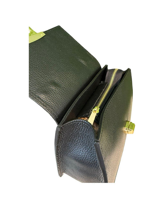 Cow Print Top-Handle Bag — Black Leather & Pony Skin Flap