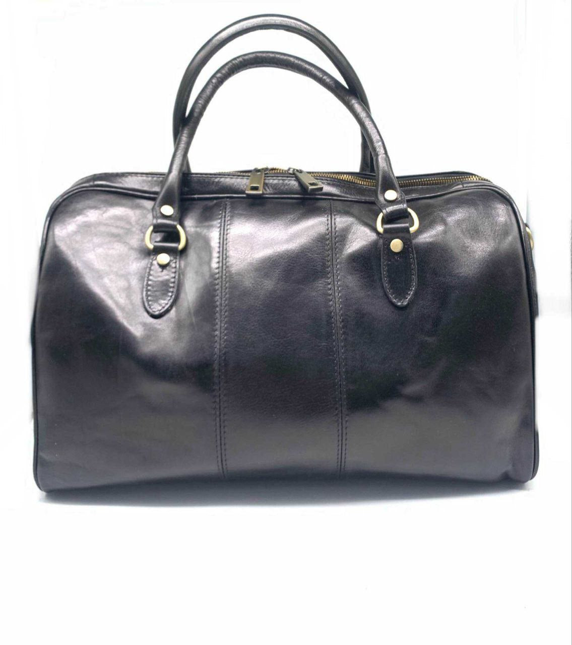 Genuine Leather Travel Duffel — Removable Shoulder Strap