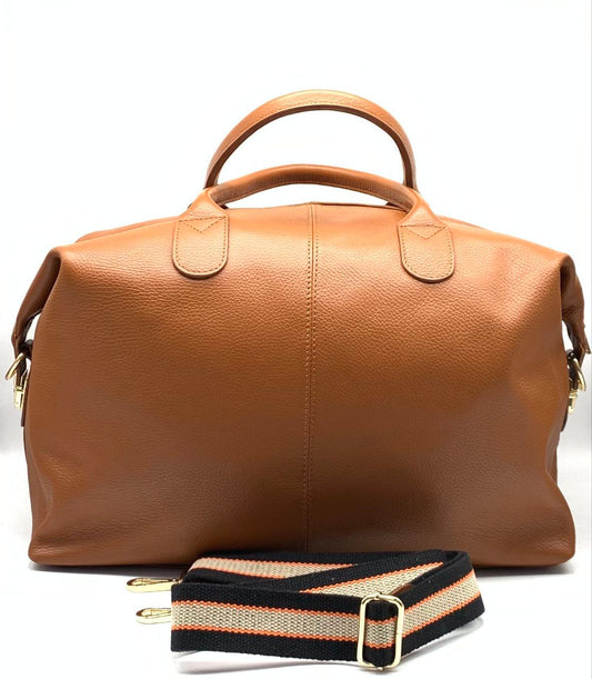 Leather Weekender Duffel with Shoulder Strap