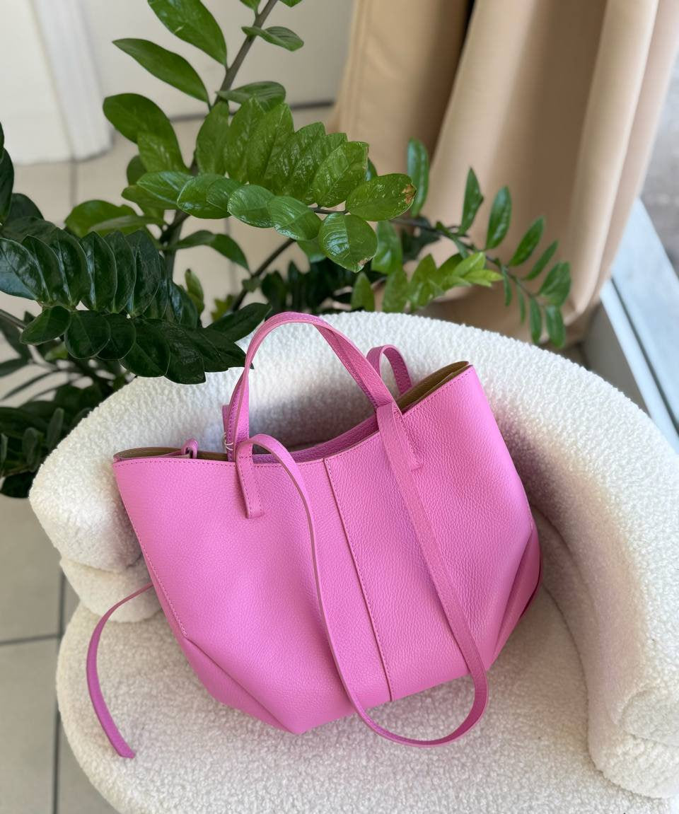 Leather Tote Bag with Removable Pouch