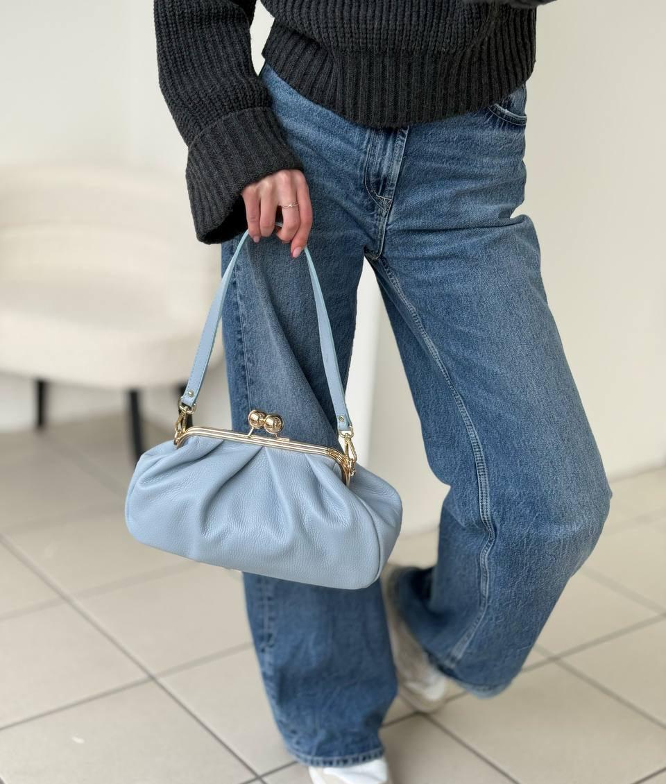 Leather Frame Bag with Kiss-Lock