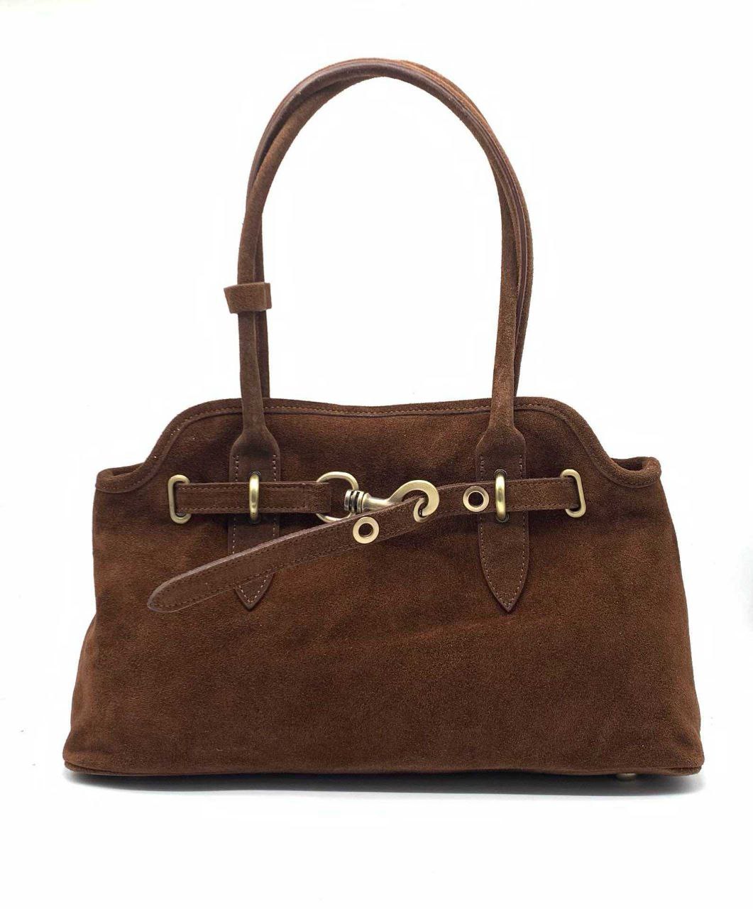 Elegant Suede Handbag with Refined Details