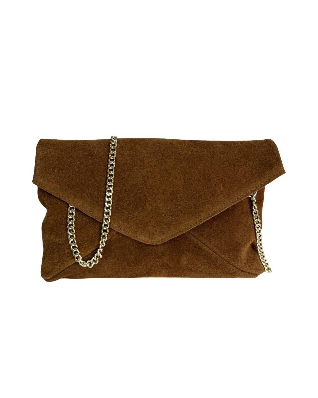 Italian Leather Envelope Bag with Chain Strap by Modex™