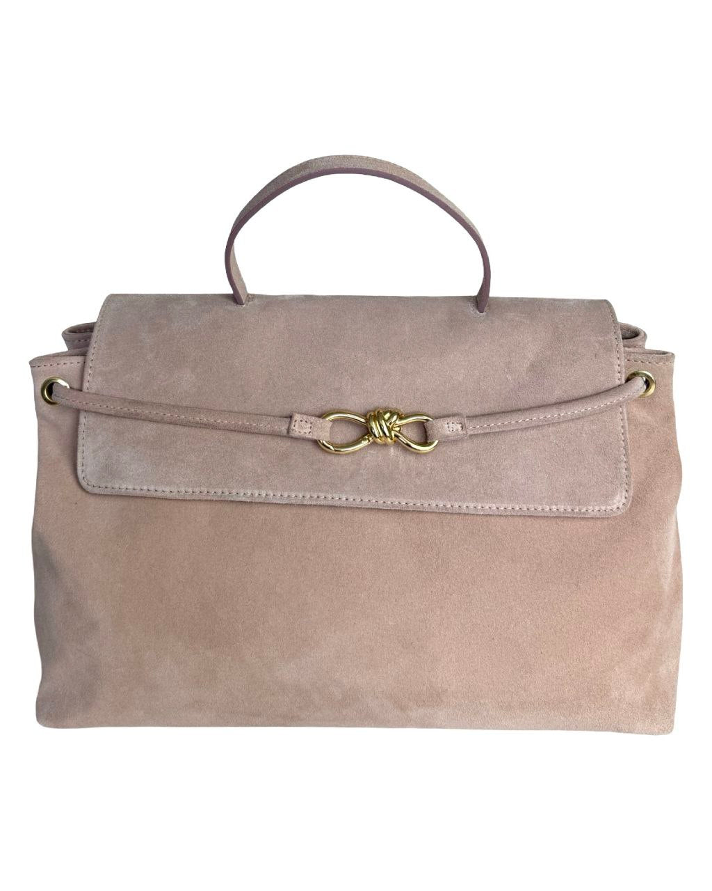 Italian Leather Briefcase-Style Bag with Decorative Closure by Modex™
