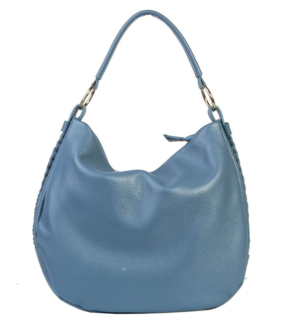 Italian Leather Hobo Bag with Braided Side Details by Modex™
